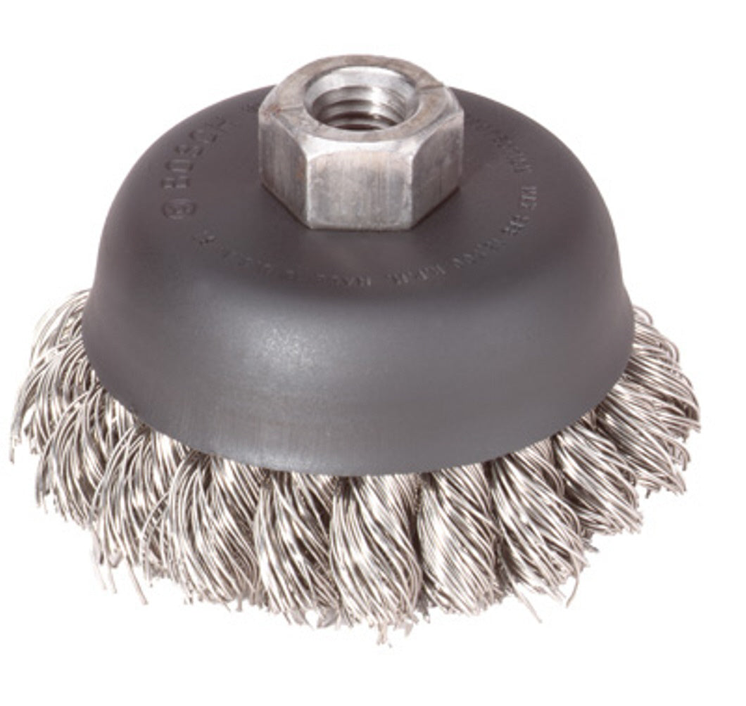Bosch WB510 4 In. Wheel Dia. 5/8 In.-11 Arbor Carbon Steel Knotted Wire Cup Brush