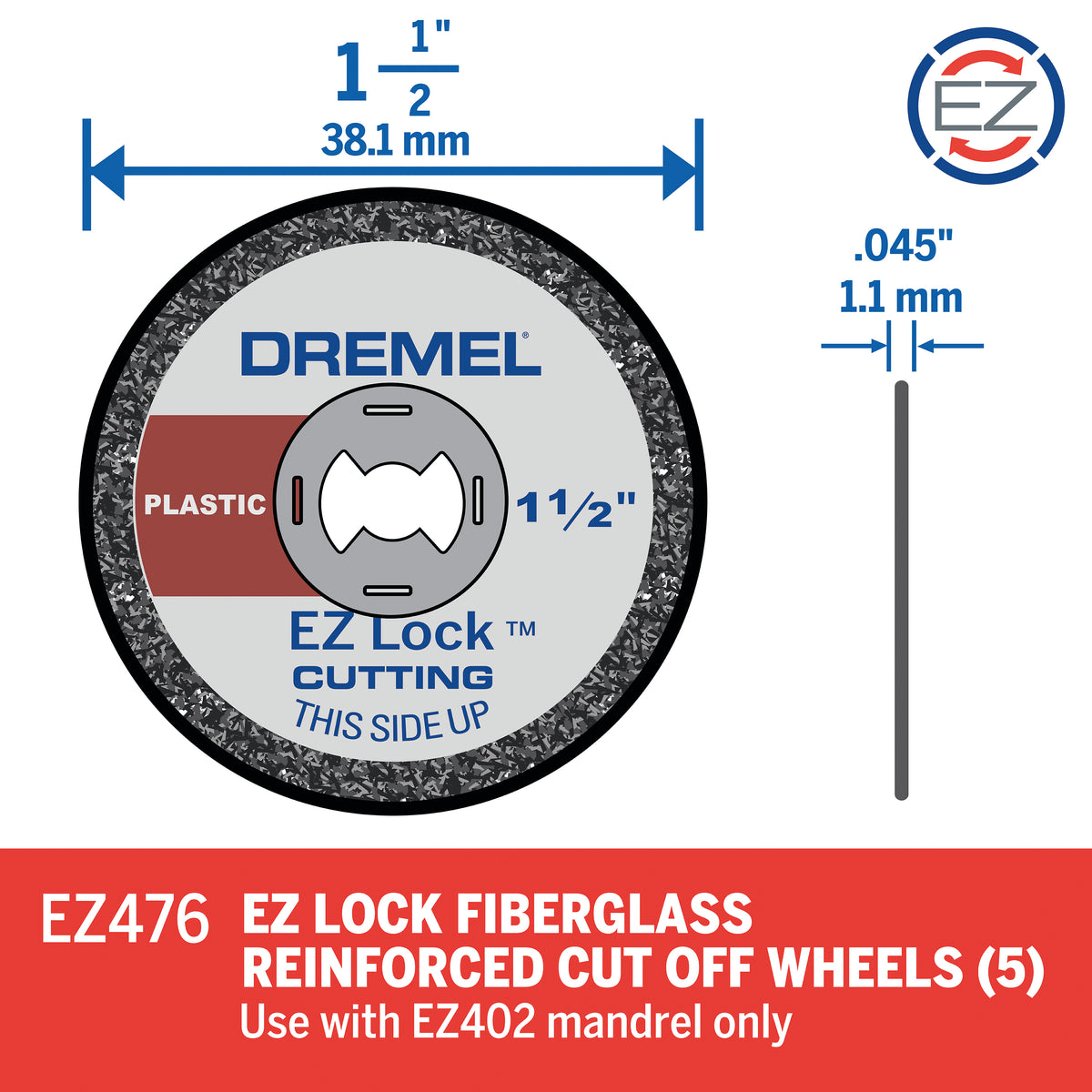 Dremel EZ476 1-1/2 In. (38.1 mm) EZ Lock Cut-Off Wheel