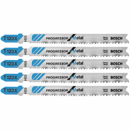 Bosch T123X 5 pc. 4 In. 10-24P TPI Progressor for Metal T-Shank Jig Saw Blades