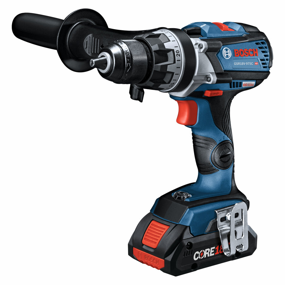 Bosch GSR18V-975CB25 18V Brushless Connected-Ready 1/2 In. Drill/Driver Kit with (2) CORE18V 4 Ah Advanced Power Batteri