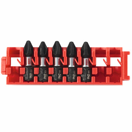 Bosch ITDPH2105C 5 pc. Driven 1 In. Impact Phillips® #2 Insert Bits with Clip for Custom Case System