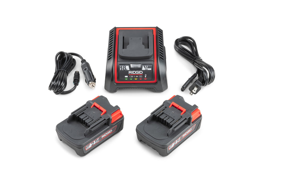 RIDGID 66013 18V Battery & Charger Set (2 Batteries, 1 Charger)