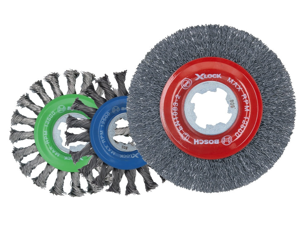 Bosch WBX418 4-1/2 In. Wheel Dia. X-LOCK Arbor Tempered Steel Crimped Wire Wheel