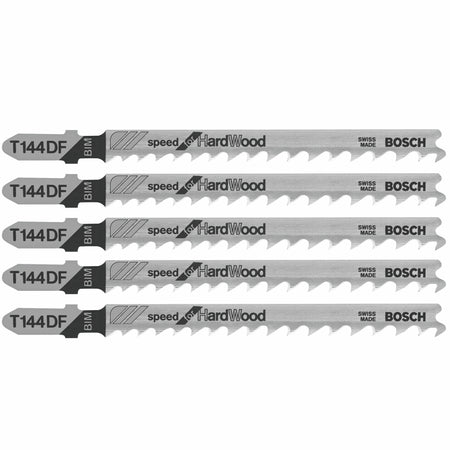 Bosch T144DF 5 pc. 4 In. 6 TPI Speed for Hardwood T-Shank Jig Saw Blades