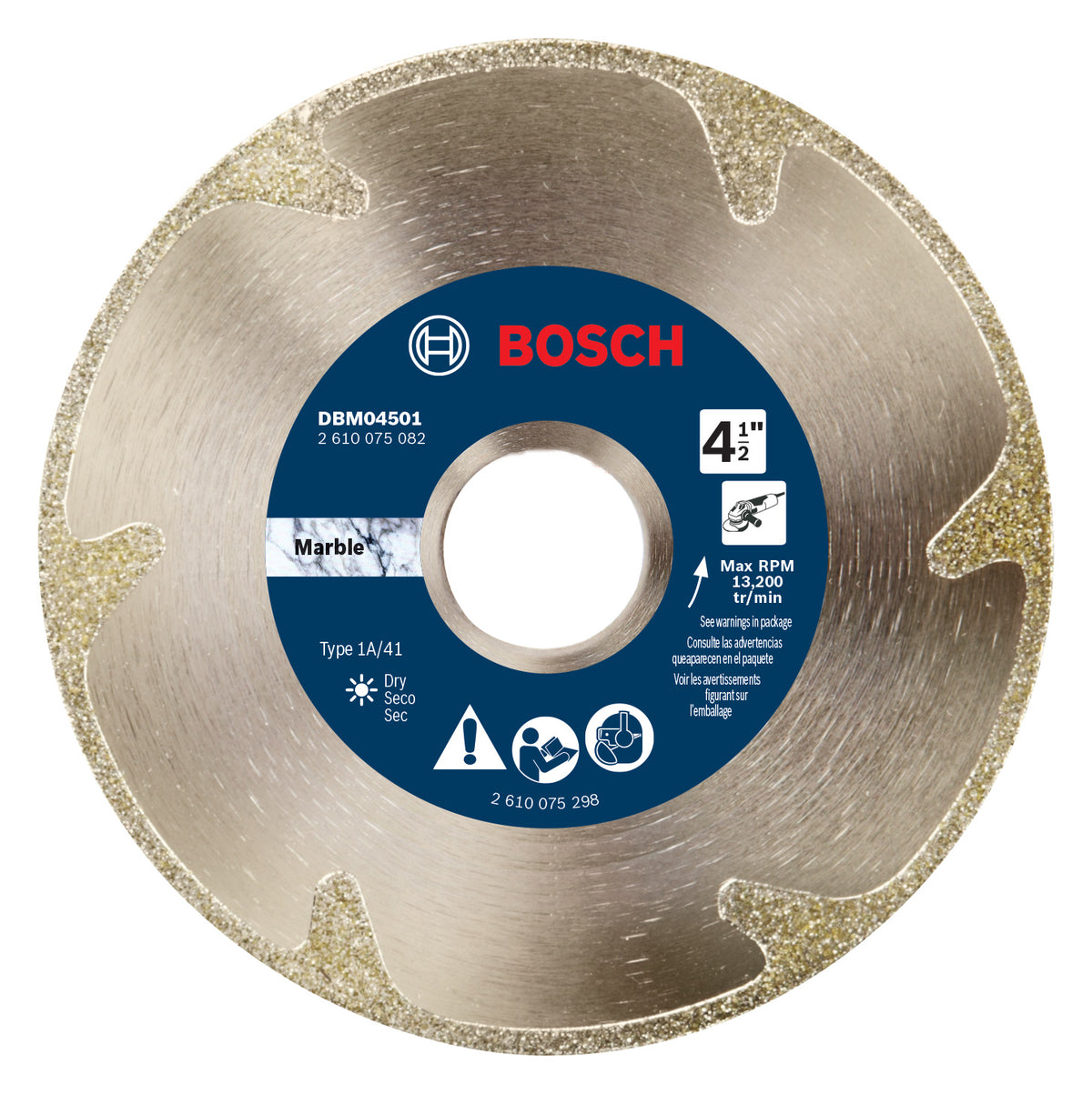 Bosch DBM04501 4-1/2 In Continuous Rim Diamond Blade for Clean Cuts for Marble