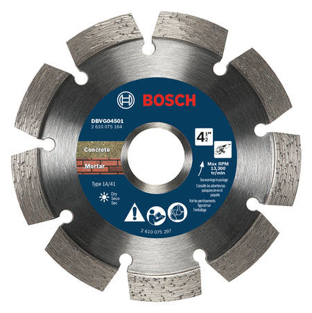 Bosch DBVG04501 4-1/2 In. Segmented Rim V-Groove Diamond Wheel for Rough Cuts