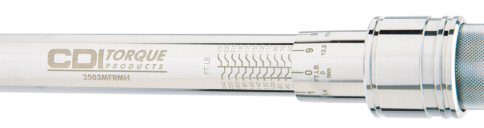 CDI Torque 2503MFRMH 1/2" Drive Micrometer Adjustable Torque Wrench, Dual Scale (30-250 ft-lb) - view 2