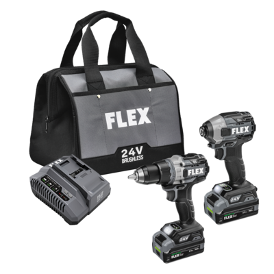 FLEX FXM202-2K Hammer Drill with Turbo Mode and Quick Eject Impact Driver Stacked Lithium Kit