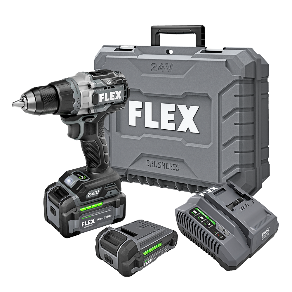 FLEX FX1171T-2B 24V 1/2" 2 Speed Drill Driver with Turbo Mode - Kit