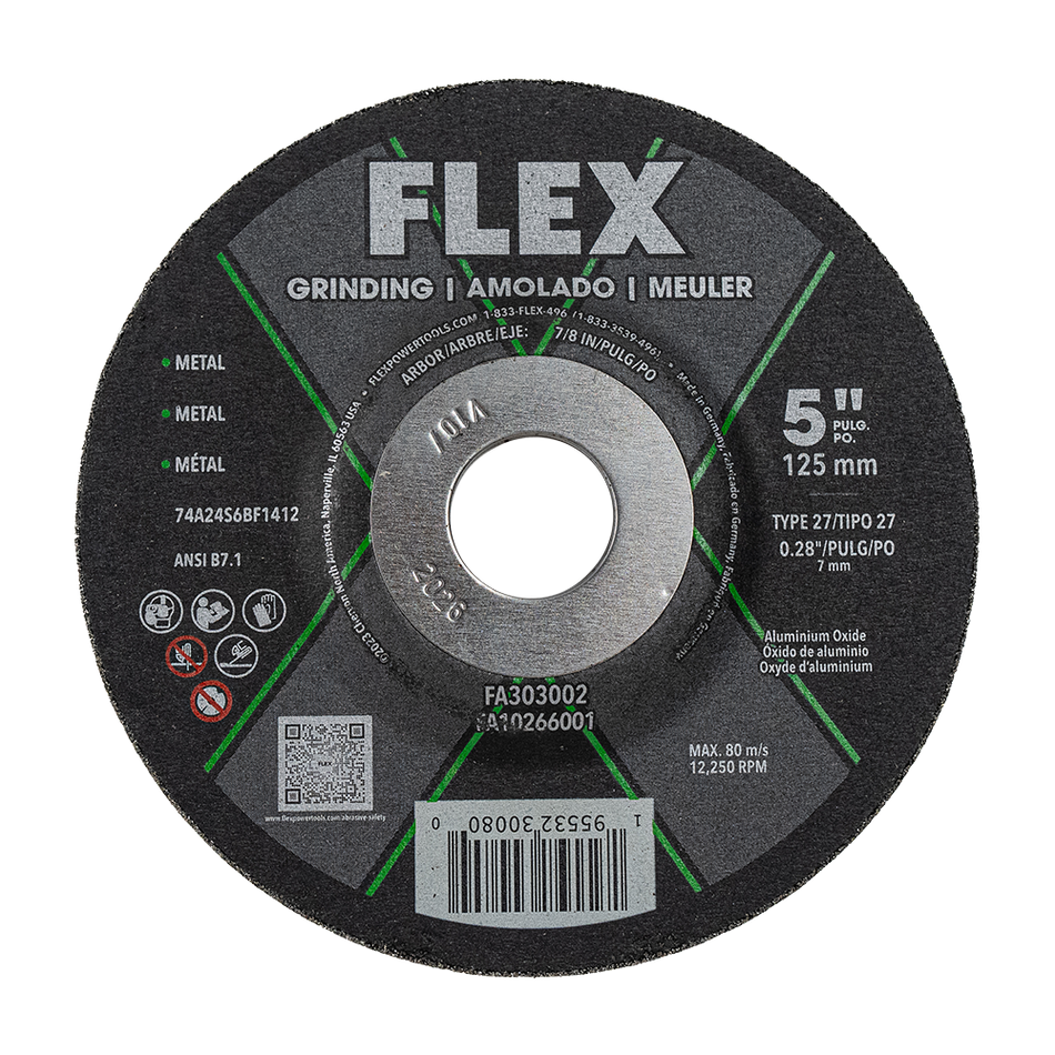 FLEX FA303002 24V 5" x 0.28" x 7/8" Grinding Disc Type 27