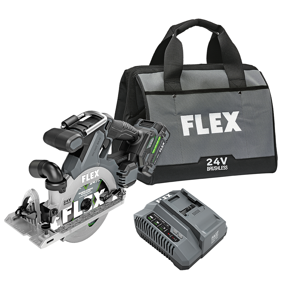 FLEX FX2131A-1C 24V 6-1/2" In-Line Circular Saw - Kit