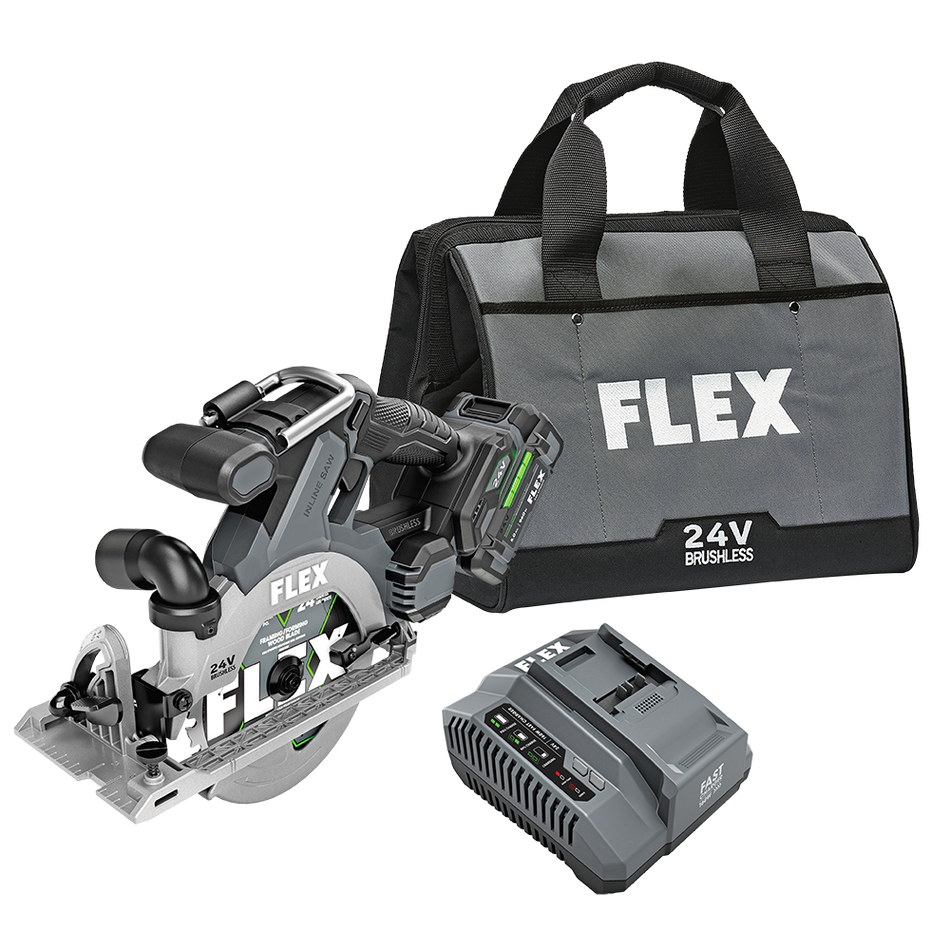 FLEX FX2131A-1C 24V 6-1/2" In-Line Circular Saw - Kit