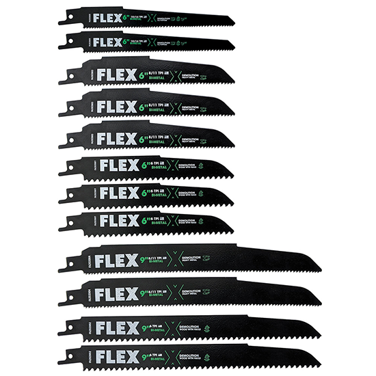 FLEX FAM20201-12 Recip Saw Blade 12pc Demolition Kit with Storage Case