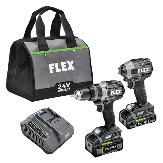FLEX FXM204-2B 24V 2 Tool Combo Kit - Drill & Quick Eject Impact Driver with Turbo Mode