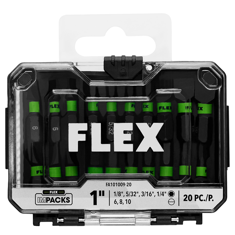 FLEX FA101009-20 Impact Ready 1" Mixed Allen & Slot Impact Driver Bit 20 Bulk
