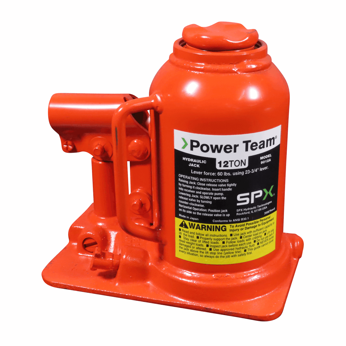 Power Team 9012A Bottle Jack, 12 TON, 3-3/4" Stroke