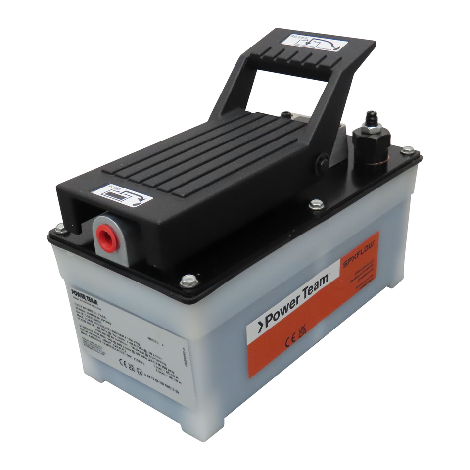 Power Team PA6A Pump, Air/hyd 6 CU In/min, Cap 105 CU in