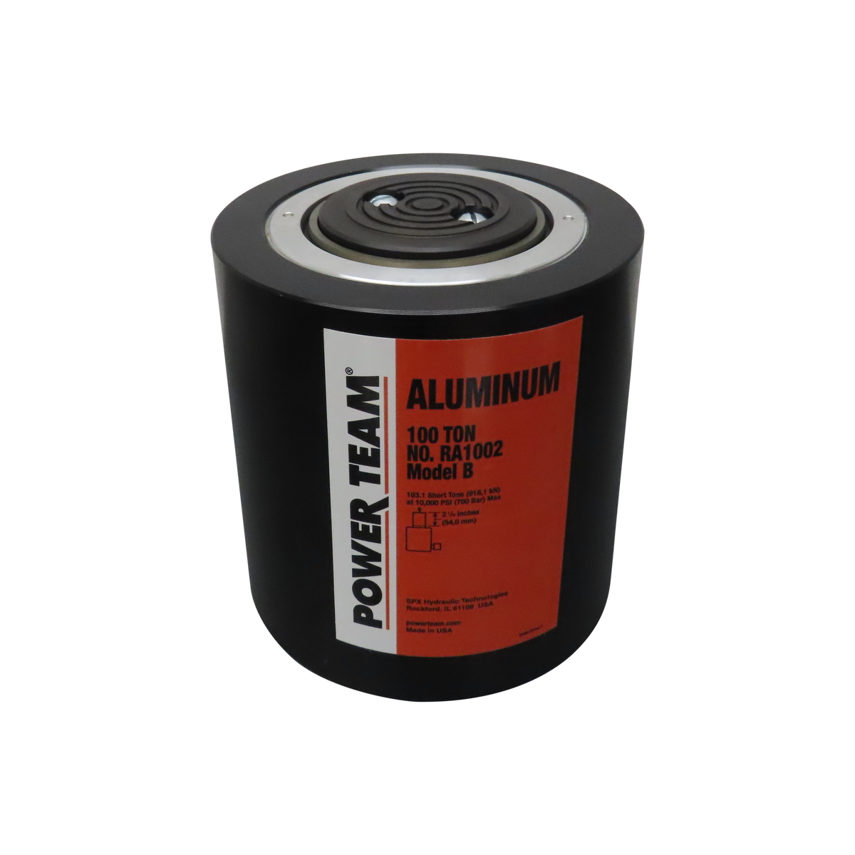 Power Team RA1002 Aluminum Cylinder, Single Acting, Spring Return, 100 TON, 2-1/8" Stroke