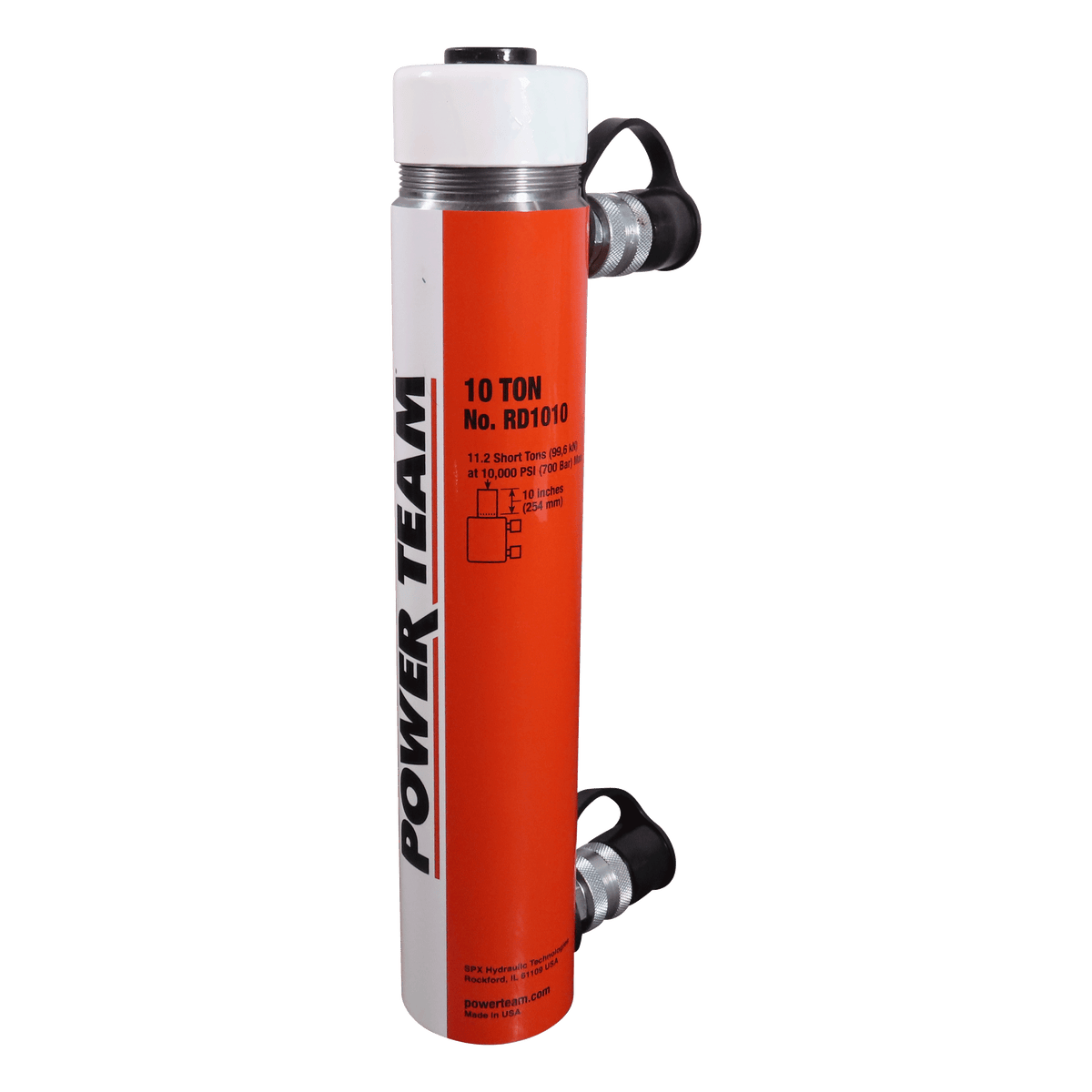 Power Team RD1010 Cylinder, Double Acting, Hydraulic Return, 10 TON, 10" Stroke