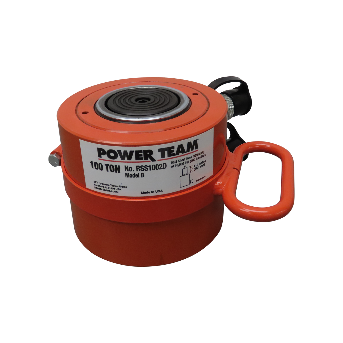 Power Team RSS1002D Shorty Cylinder, Single Acting, Spring Return, 100 TON, 1-1/2" Stroke
