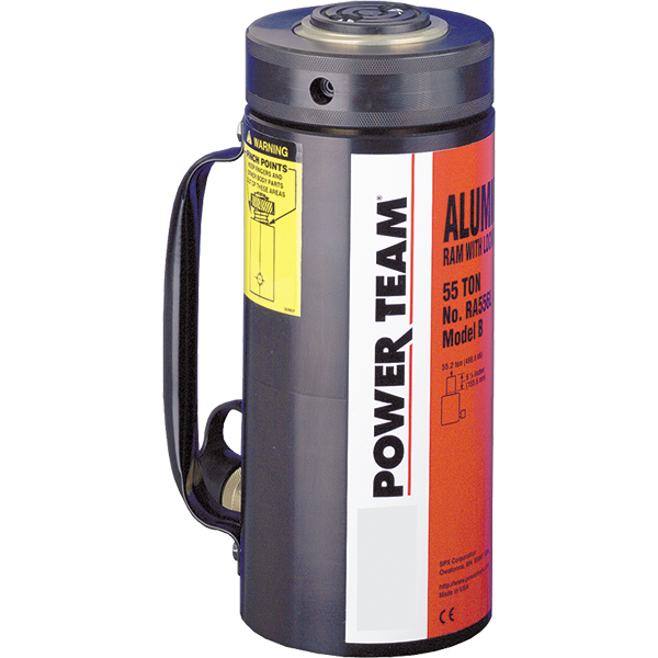 Power Team RA556L Cylinder, Aluminum, Single Acting, Spring Return, 55 TON, 6" Stroke