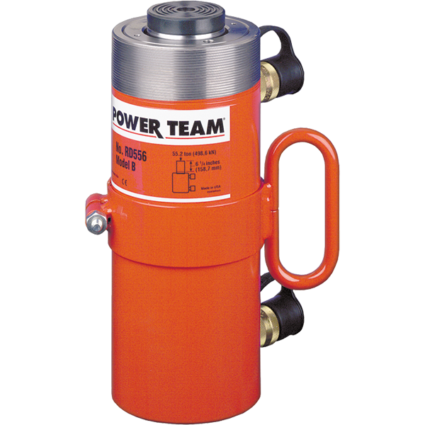 Power Team RD556 Cylinder, Double Acting, Hydraulic Return, 55 TON, 6-1/4" Stroke