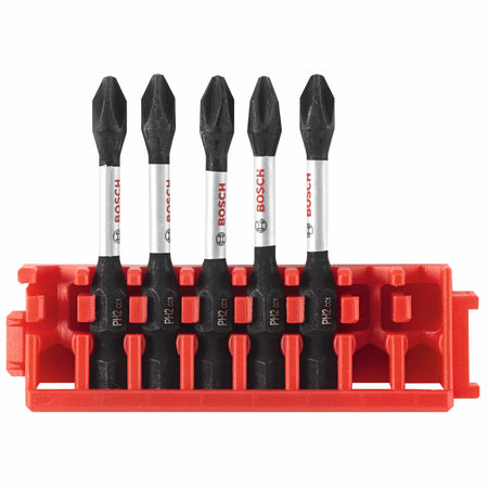 Bosch ITDPH2205C 5 pc. Driven 2 In. Impact Phillips® #2 Power Bits with Clip for Custom Case System