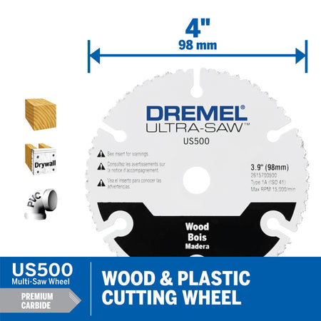 Dremel US500-01 Ultra-Saw 4 In. Premium Carbide Wood and Plastic Cutting Wheel