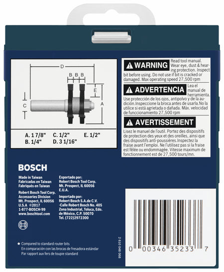 Bosch 84624MC 1-7/8 In. x 1/4 In. Carbide-Tipped Tongue and Groove Router Bit