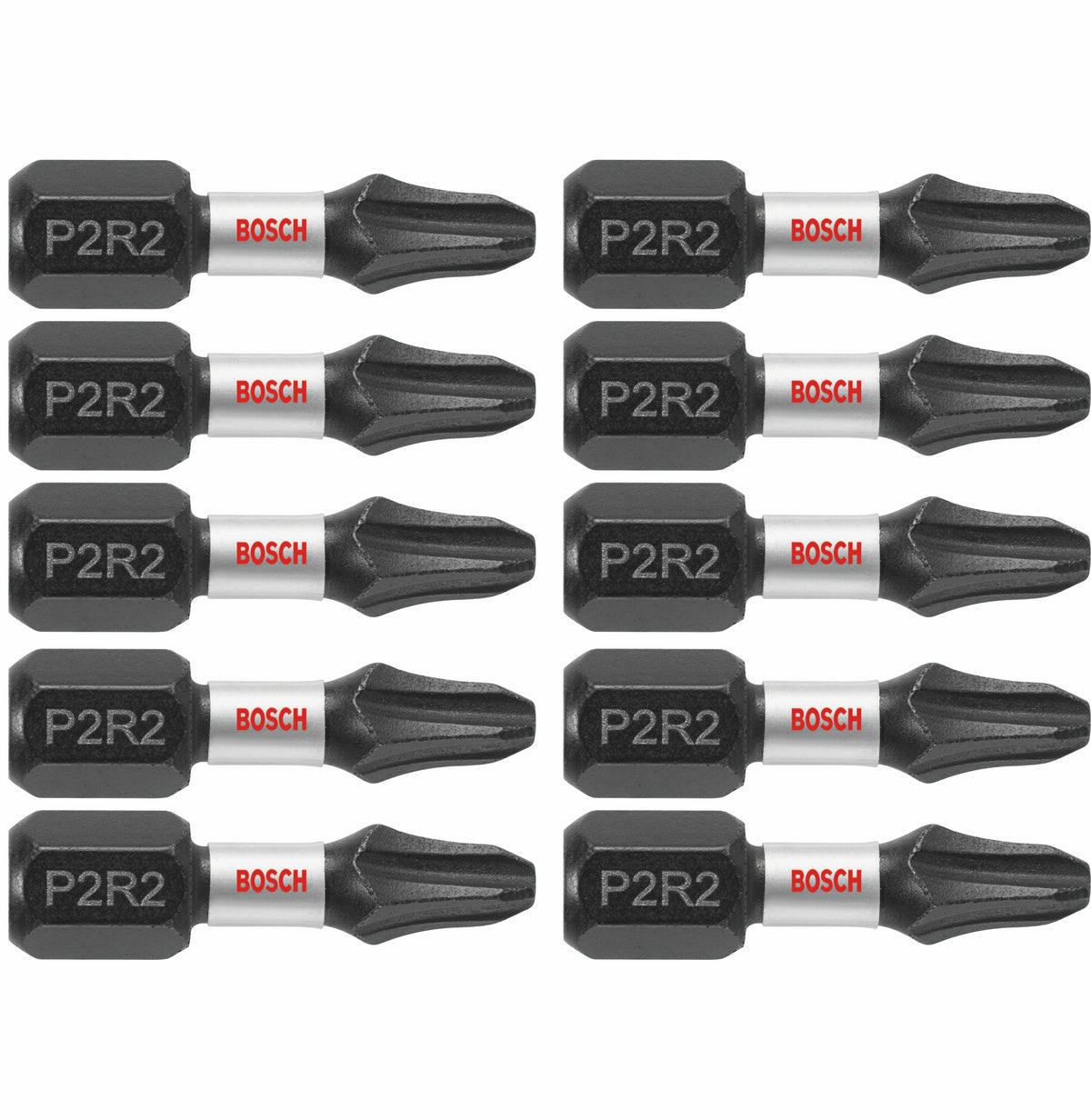 Bosch ITP2R21B 10 pc. Impact Tough™ 1 In. Phillips®/Square #2 Insert Bits (Bulk Pack)