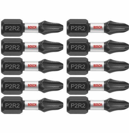 Bosch ITP2R21B 10 pc. Impact Tough™ 1 In. Phillips®/Square #2 Insert Bits (Bulk Pack)