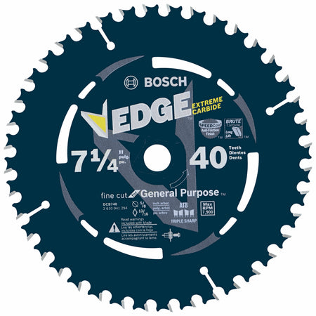 Bosch DCB740 7-1/4 In. 40 Tooth Edge Circular Saw Blade for Fine Finish