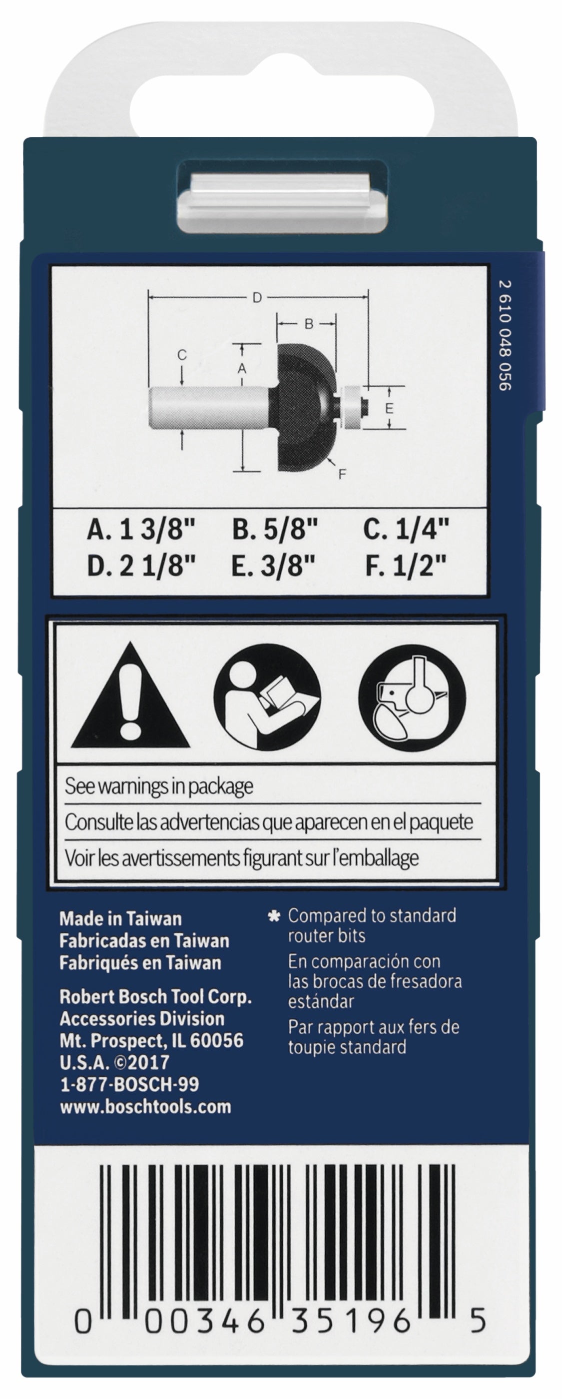 Bosch 85207MC 1/2 In. x 5/8 In. Carbide-Tipped Cove Router Bit