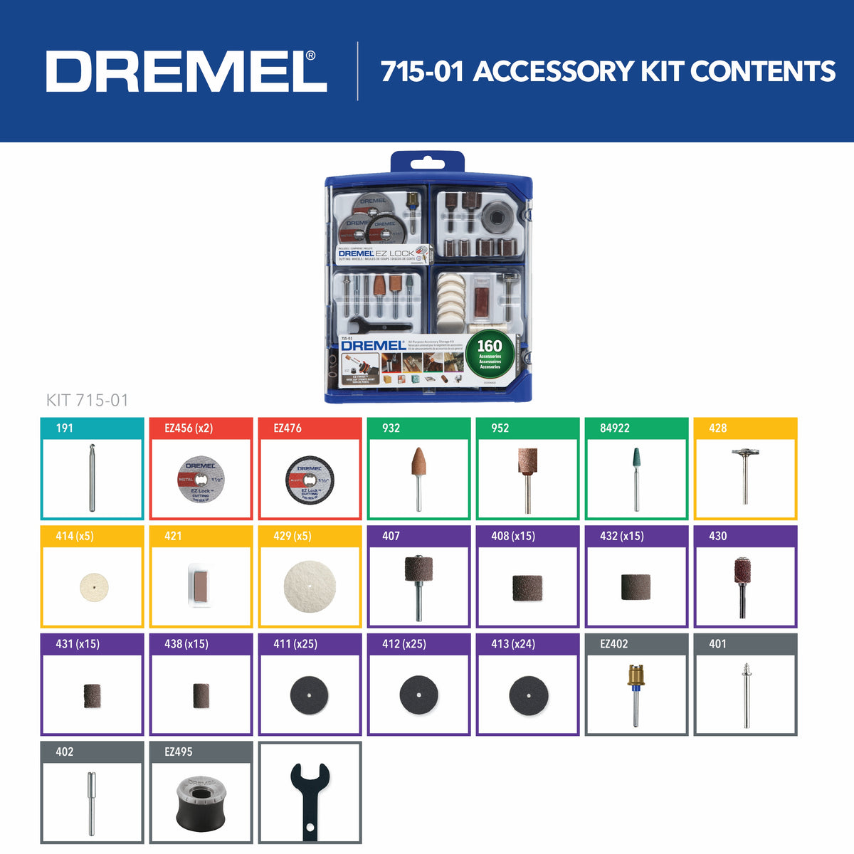 Dremel 715-01 160 pc. Rotary Accessory Kit
