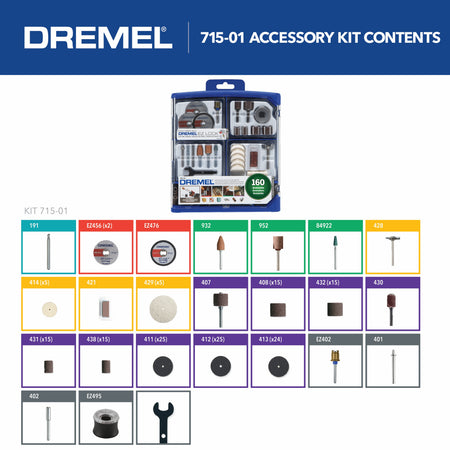 Dremel 715-01 160 pc. Rotary Accessory Kit
