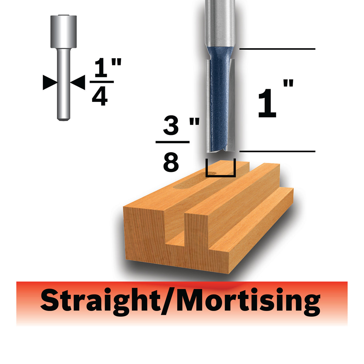 Bosch 85225MC 3/8 In. x 1 In. Carbide Tipped 2-Flute Straight Bit