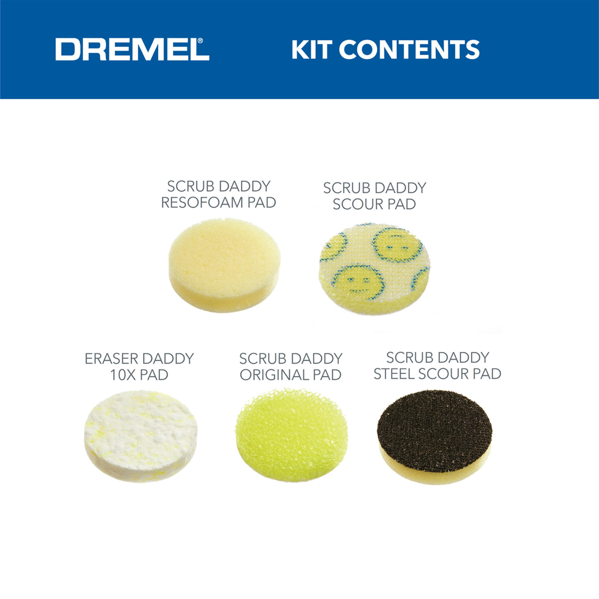 Dremel PC360-5 Scrub Daddy Cleaning Pads 5 Count for Versa Power Cleaning Tool