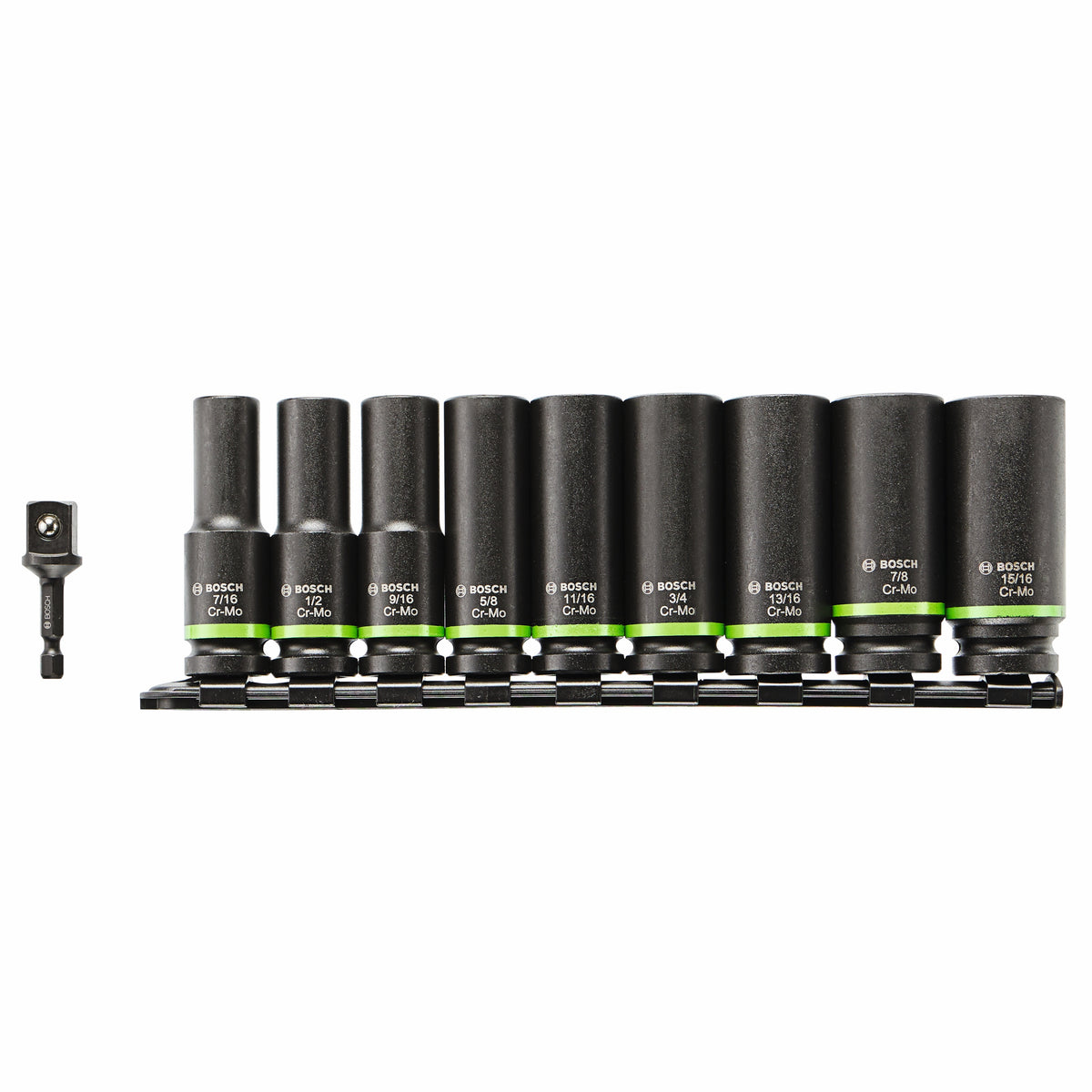 Bosch ITDSO12V10 10 pc. Impact Tough™ Deep Well 1/2 In. Socket Set with 1/4 In. Hex to 1/2 In. Socket Adapter