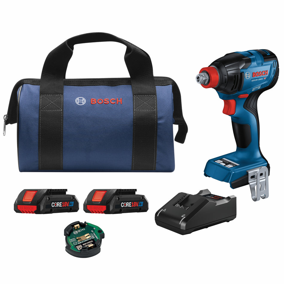 Bosch GDX18V-1860CB25 18V Connected-Ready Two-In-One 1/4 In. and 1/2 In. Bit/Socket Impact Driver/Wrench Kit with (2) CO