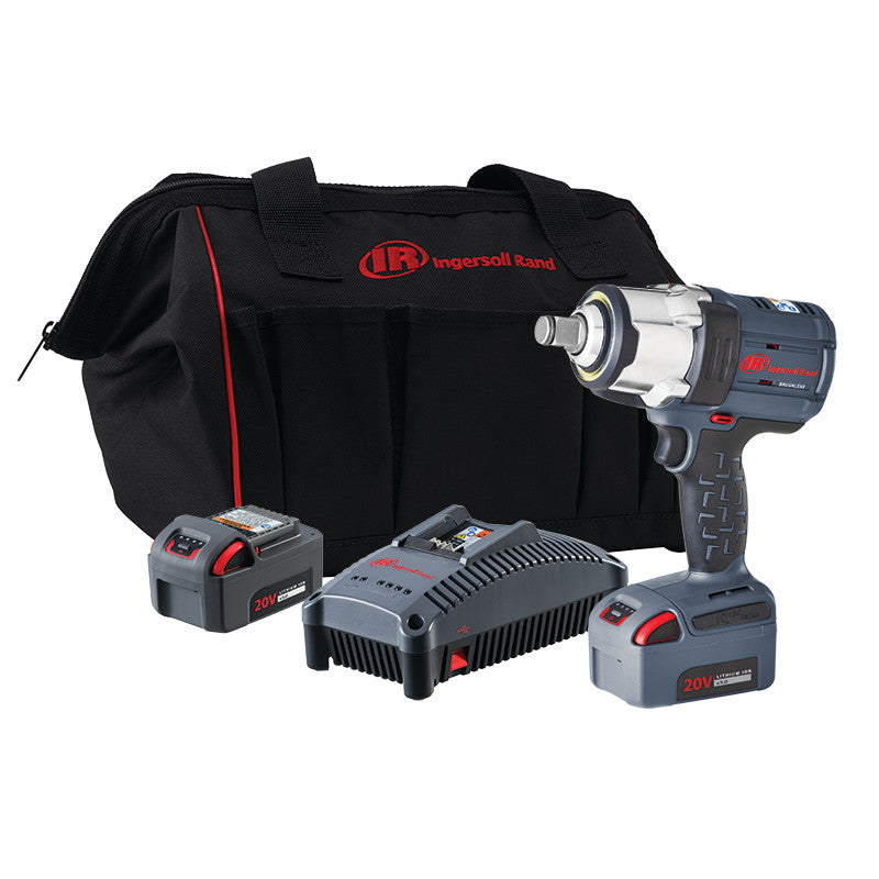 Ingersoll Rand 3/4" 20V Cordless Impact Wrench 2 Battery Kit, 1500 ft-lb Torque, Friction Ring-Thru-hole Retainer