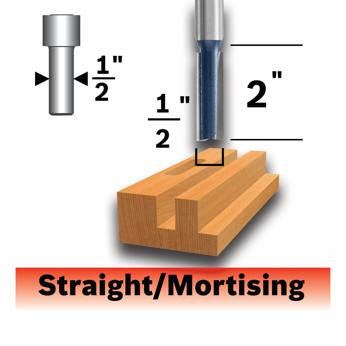 Bosch 85251MC 1/2 In. x 2 In. Carbide-Tipped Double-Flute Straight Router Bit