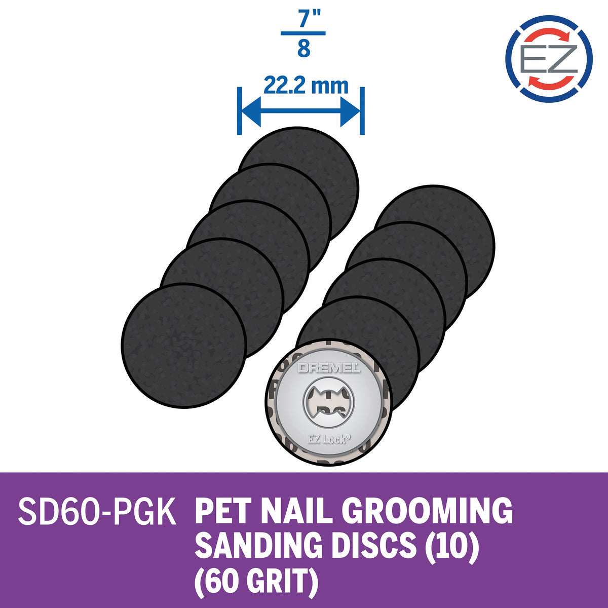 Dremel SD60-PGK 7/8 In. (22.2 mm) EZ Lock Pet Nail Grooming Sanding Disc