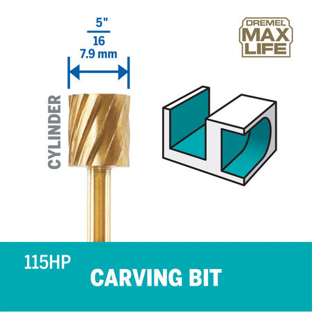 Dremel 115HP Max Life 5/16" (7.9mm) High Performance Rotary Carving Bit 2-Pack