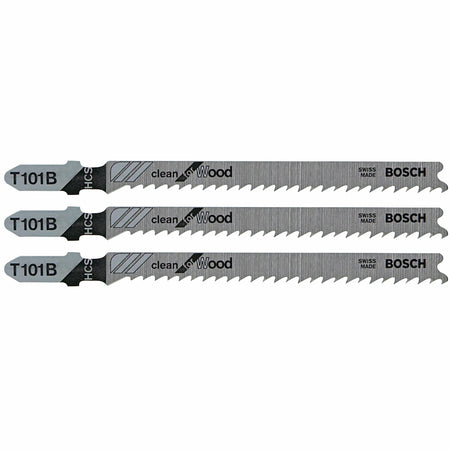 Bosch T101B3 3 pc. 4 In. 10V TPI Clean for Wood T-Shank Jig Saw Blades
