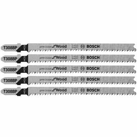 Bosch T308BP 5 pc. 4-5/8 In. 12 TPI Precision for Wood T-Shank Jig Saw Blades