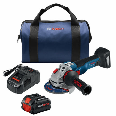 Bosch GWS18V-10B14 18V Brushless 4-1/2 – 5 In. Angle Grinder Kit with (1) CORE18V® 8 Ah High Power Battery