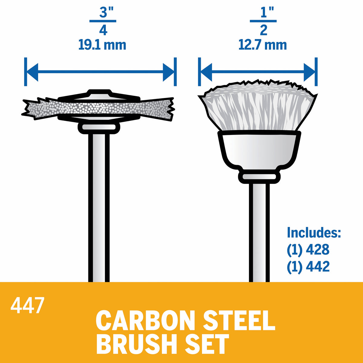 Dremel 447 Carbon Steel Brush 2-Piece Set
