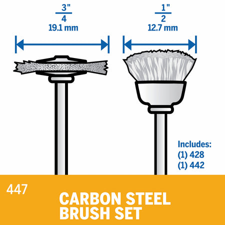 Dremel 447 Carbon Steel Brush 2-Piece Set