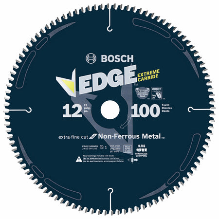 Bosch PRO12100NFB 12 In. 100 Tooth Edge Non-Ferrous Metal-Cutting Circular Saw Blade