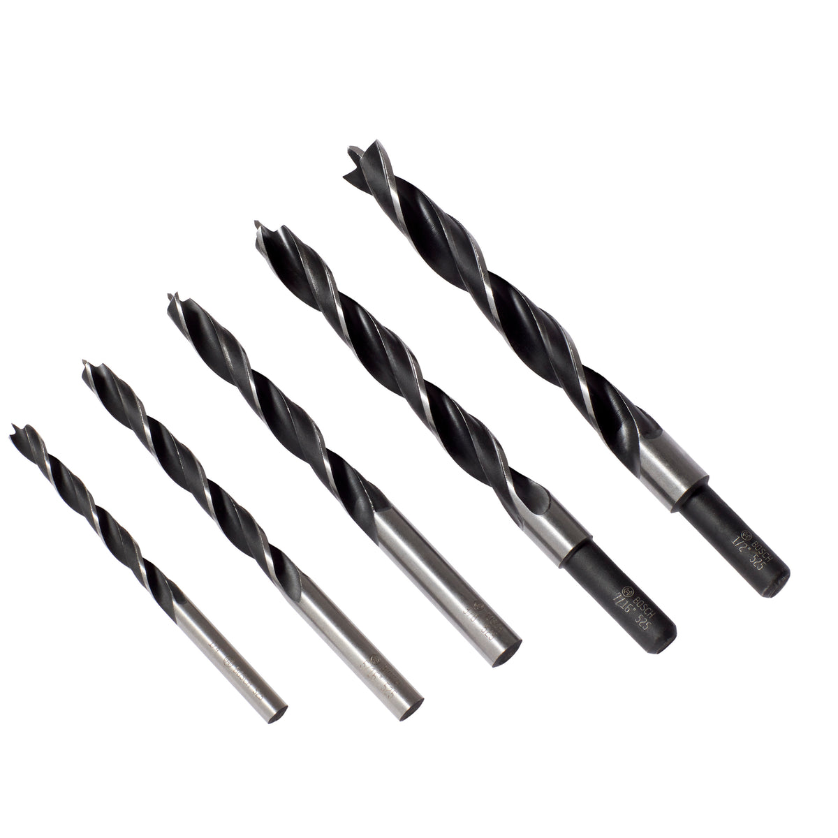 Bosch BP14616 1/4, 5/16, 3/8, 7/16, 1/2 In. Brad Point Drill Bit Set